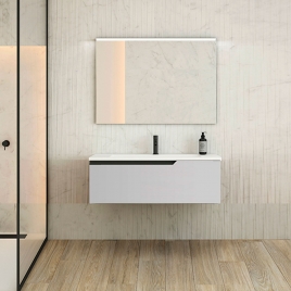 Mueble de baño suspendido 1 cajón con lavabo color Griggio Modelo Eleven