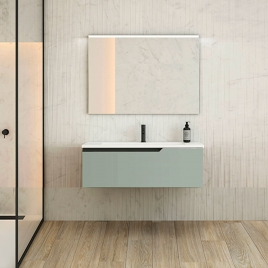 Mueble de baño suspendido 1 cajón con lavabo color Musgo Modelo Eleven