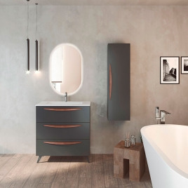 Foto de Móvel de casa de banho com pés 3 gavetas com lavatório cor de cinza Modelo Arco
