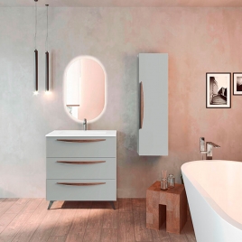 Foto de Móvel de casa de banho com pés 3 gavetas com lavatório cor Griggio Modelo Arco