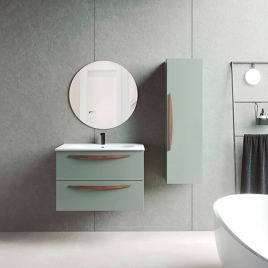 Foto de Móvel de casa de banho 2 gavetas com lavatório cor de musgo Modelo Arco