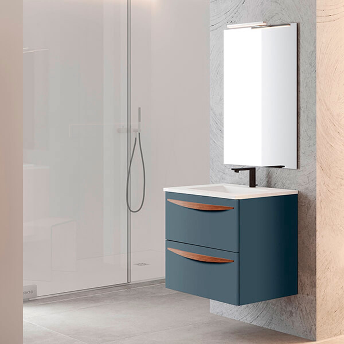 Mueble de baño suspendido 2 cajones con lavabo color Avio Modelo Arco2