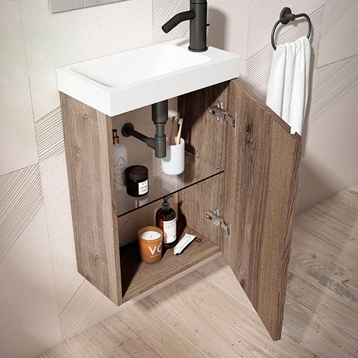 Mueble de baño 40 cm con espejo y lavabo modelo lagos2