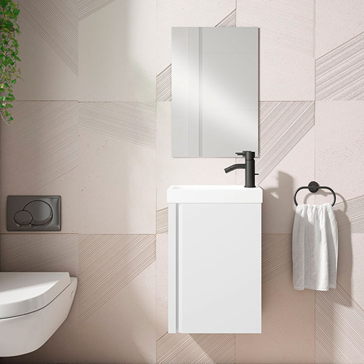 Mueble de baño 40 cm con espejo y lavabo modelo lagos6