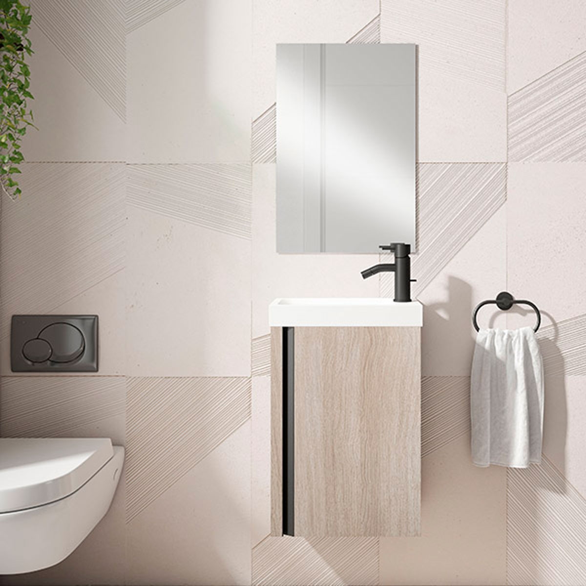 Mueble de baño 40 cm con espejo y lavabo modelo lagos7