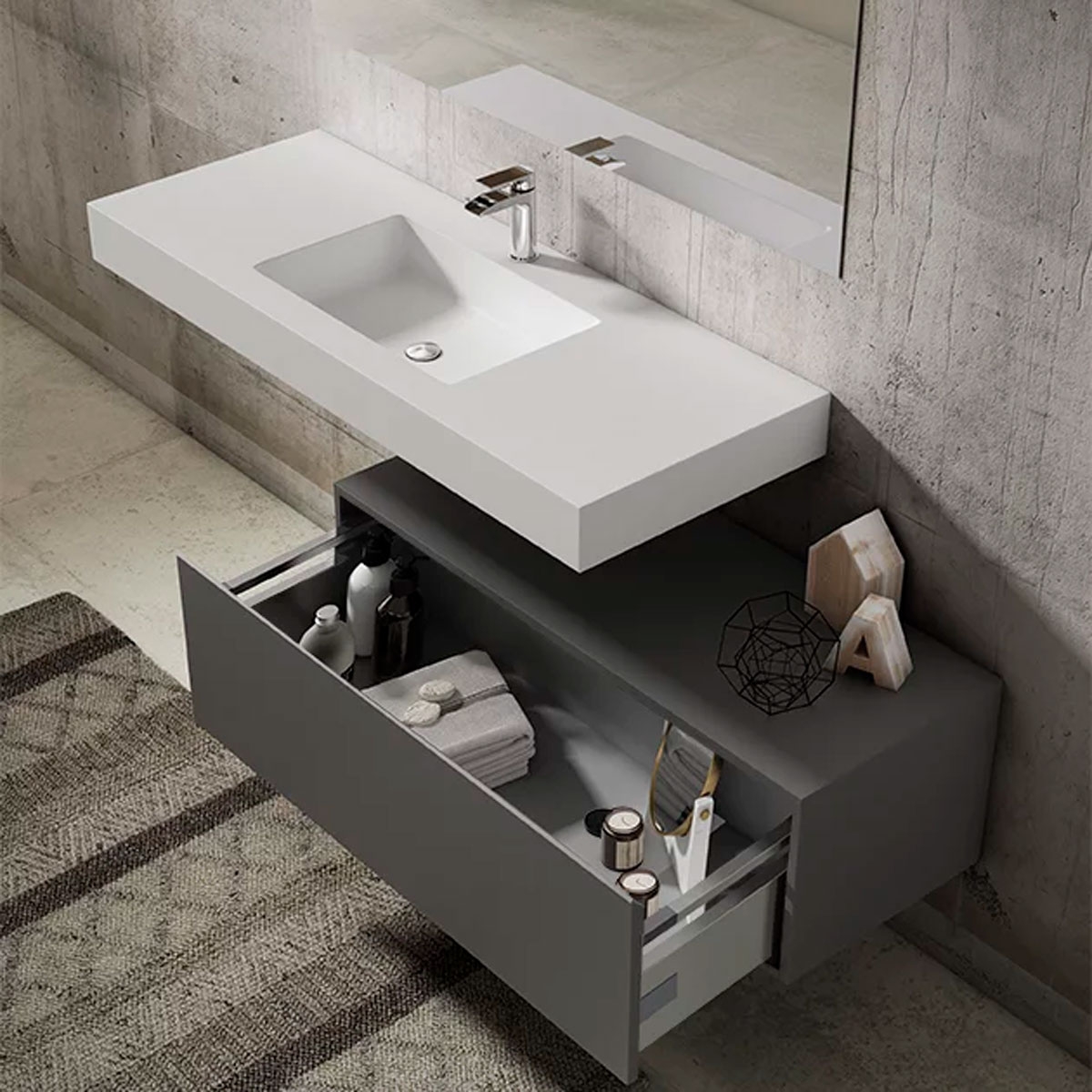 Móveis de casa de banho modelo nomad lavatório integrado 1 gaveta5