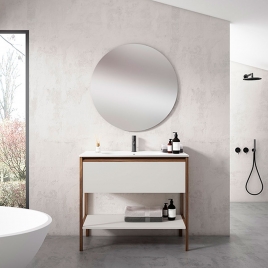 Foto de Móvel de casa de banho de chão com 1 gaveta e 1 nicho com lavatório integrado Modelo Icon