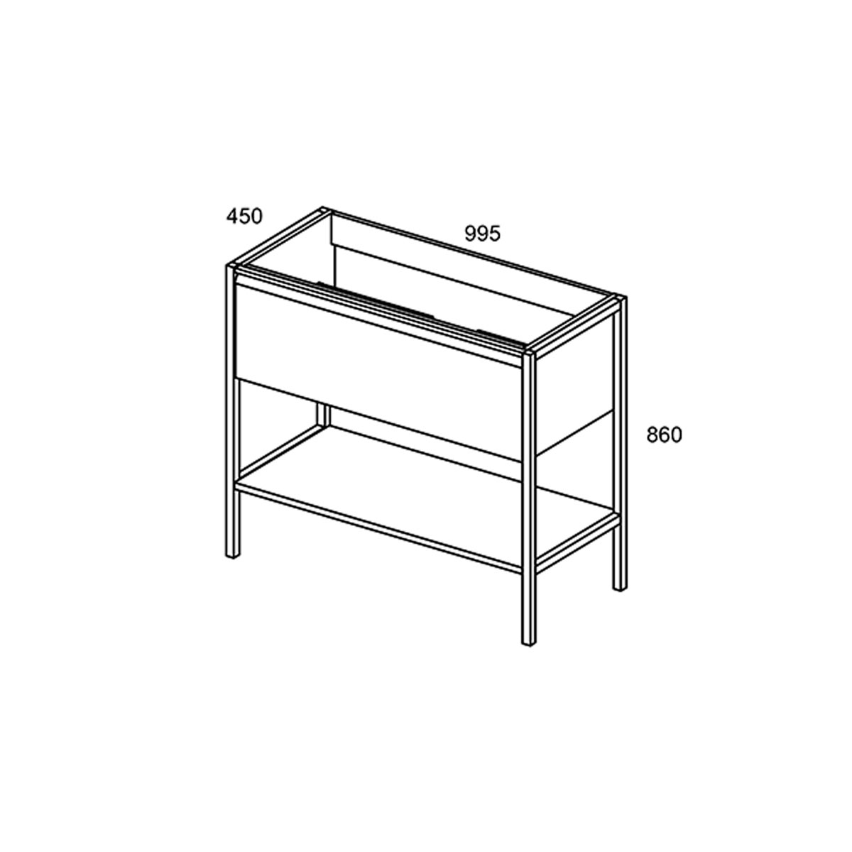 Mueble de baño de suelo 1 cajón y 1 hueco con lavabo integrado del Modelo Icon