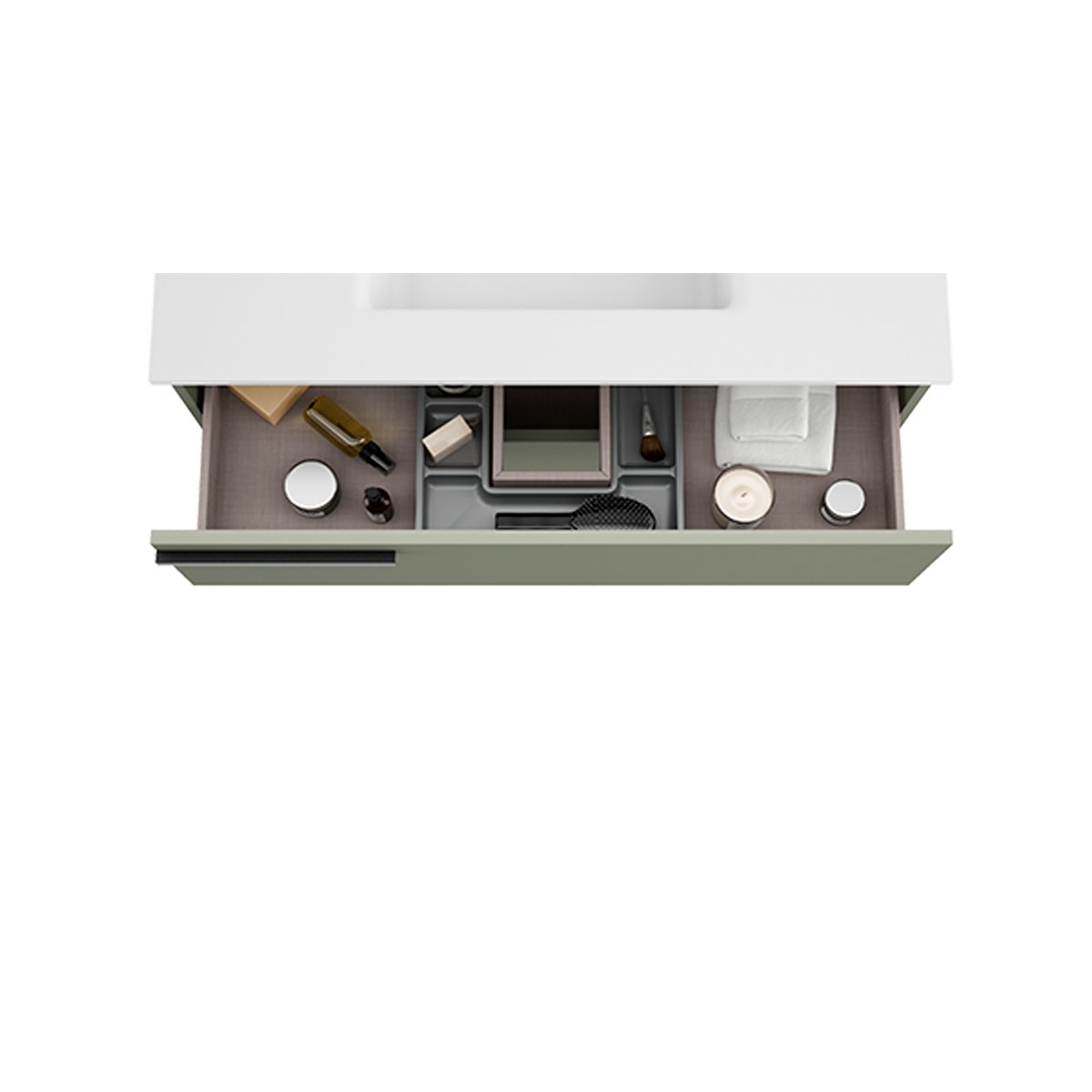 Móvel de casa de banho suspenso no chão com 2 gavetas e lavatório integrado Modelo Scala18