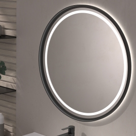 Chipre - Espejo con marco metálico y luz led 80x80 cm