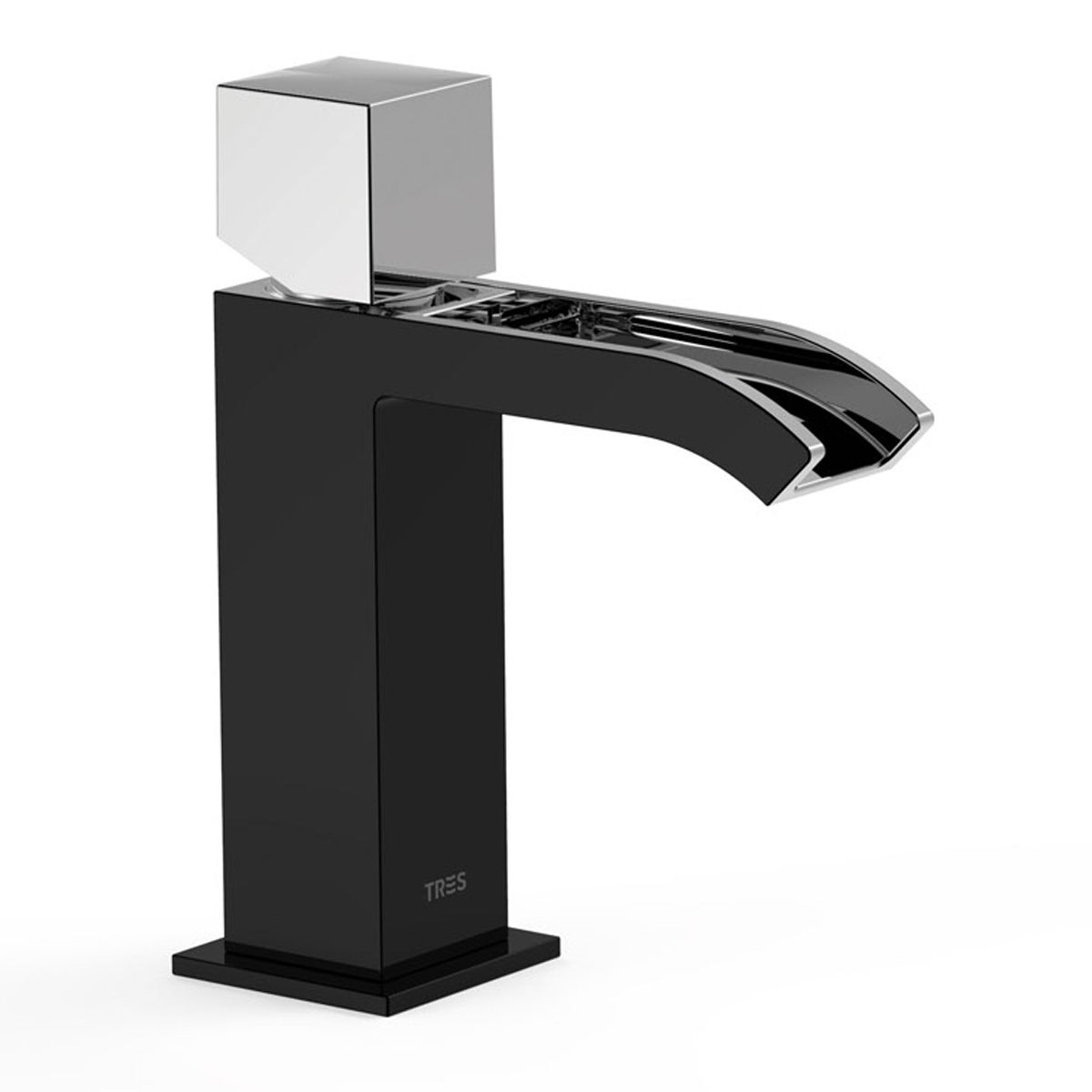 Torneira monocomando de cascata para lavatório Cuadro Exclusive_preto-cromo