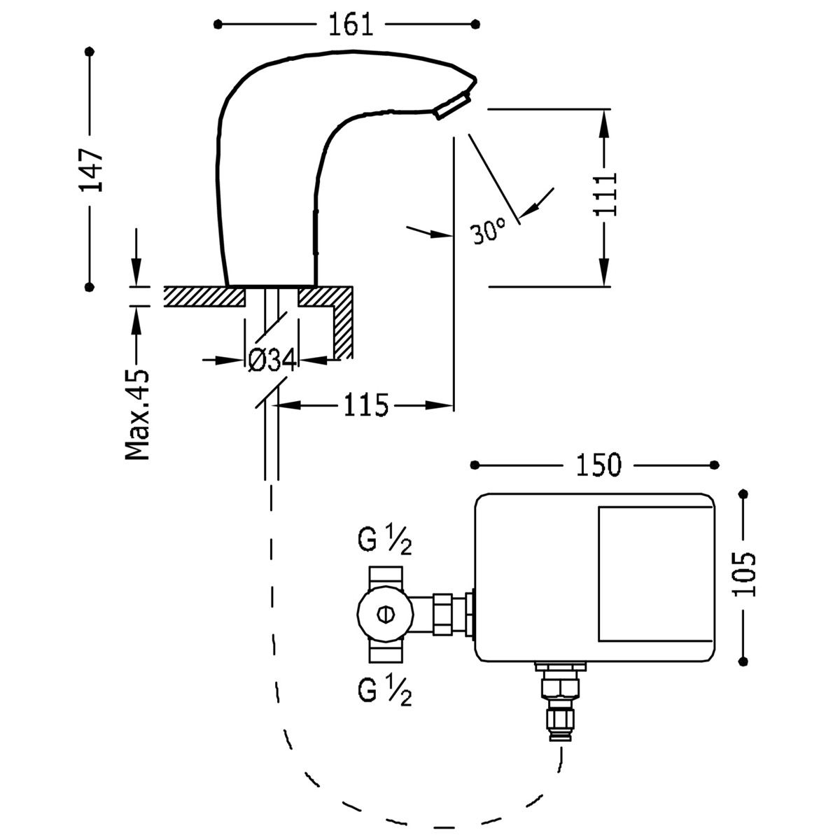 Grifo Electrónico Con Sistema Premezclador Para Lavabo Electronic_