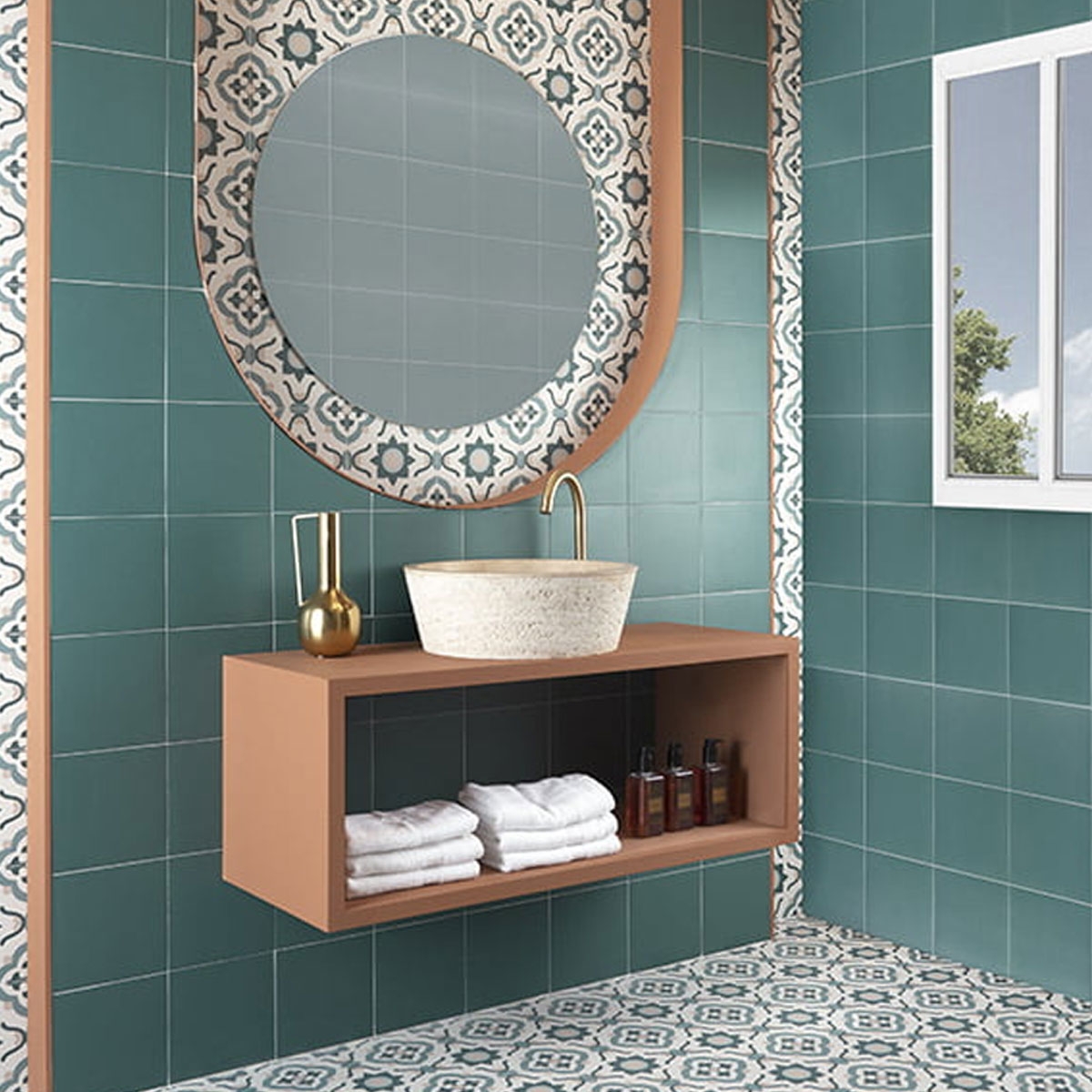 baño con Technical-Teal