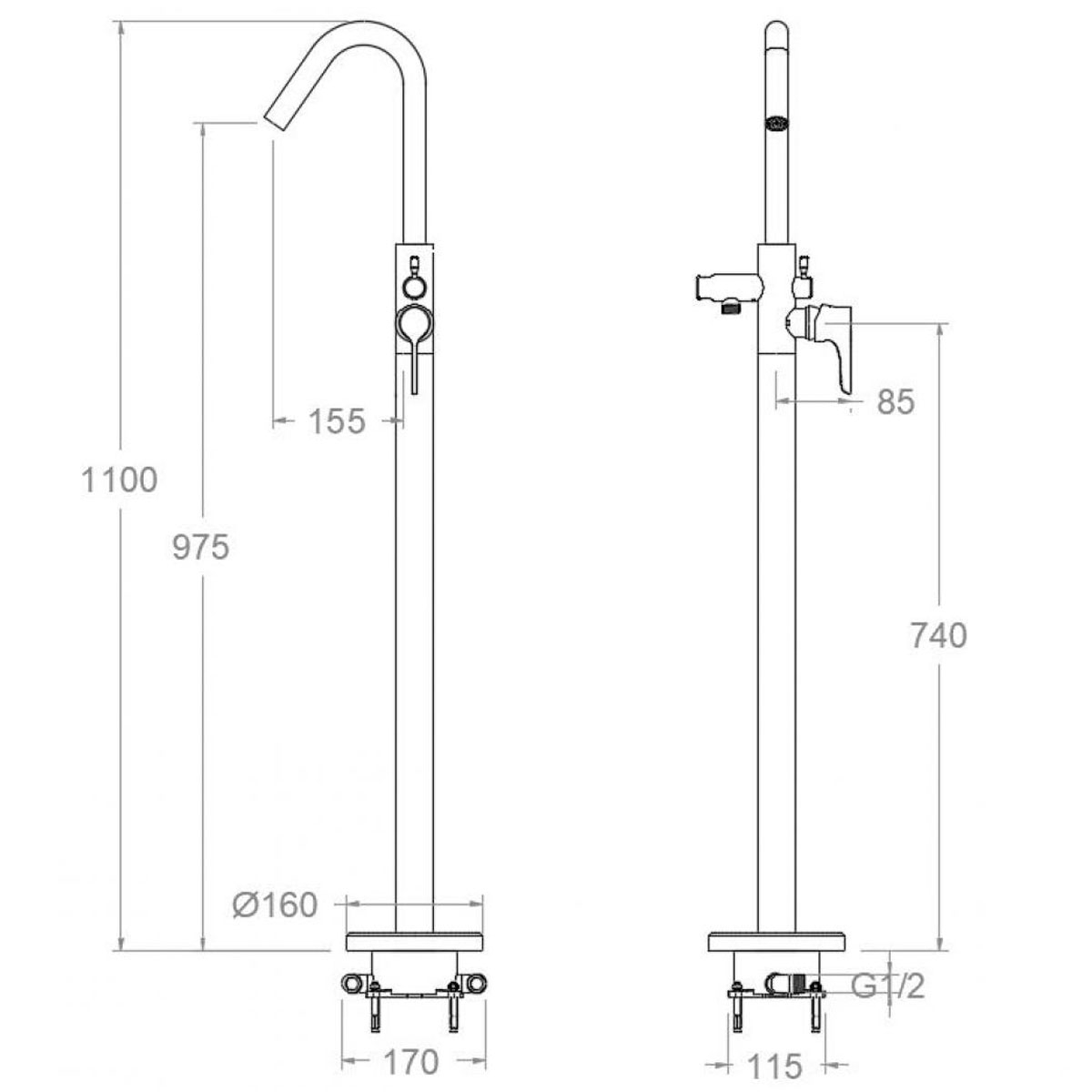 Columna monomando para bañera serie Adagio Ramon Soler