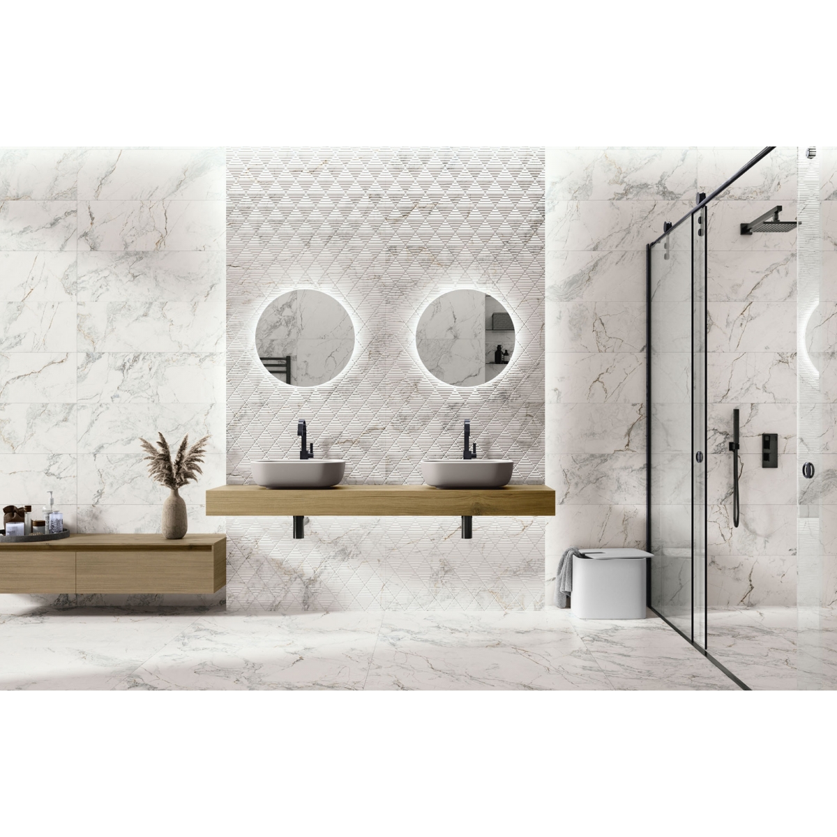 9547 White Relieve 30x90 Serie Iguazu