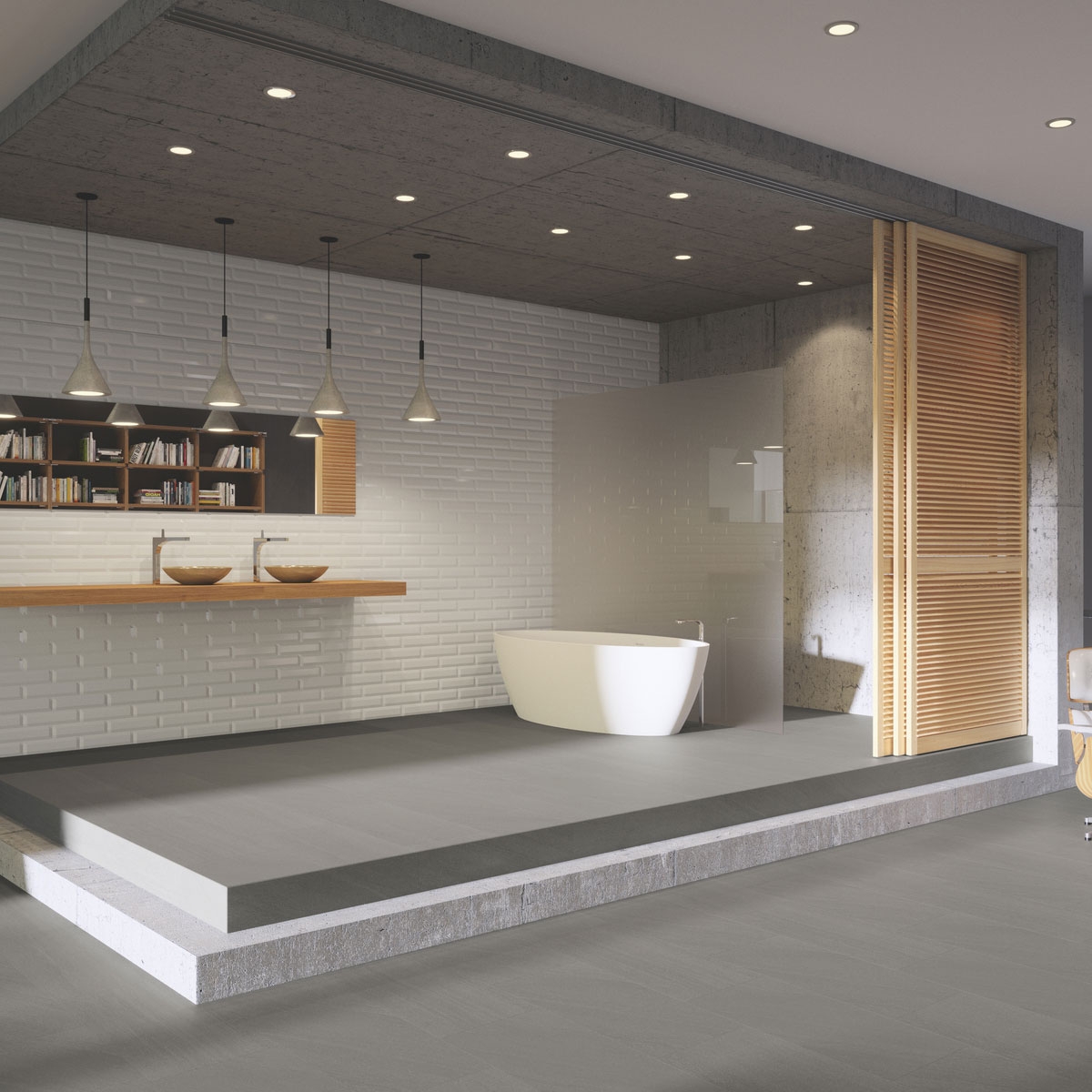 Baño con revestimiento Adana Bevel Grigio