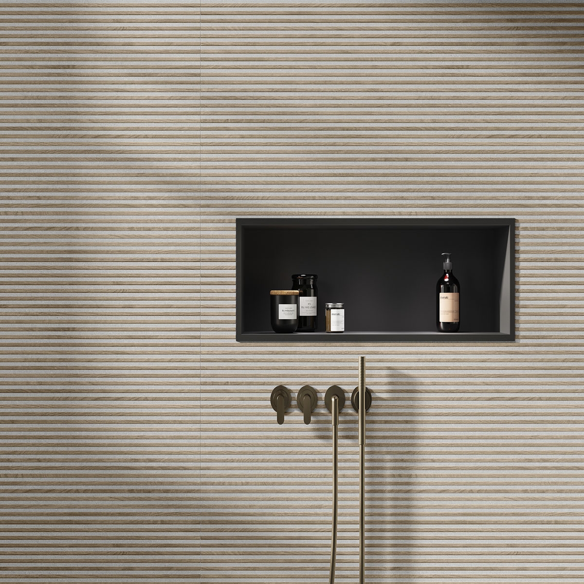 Baño con revestimiento Bari Slat Grey