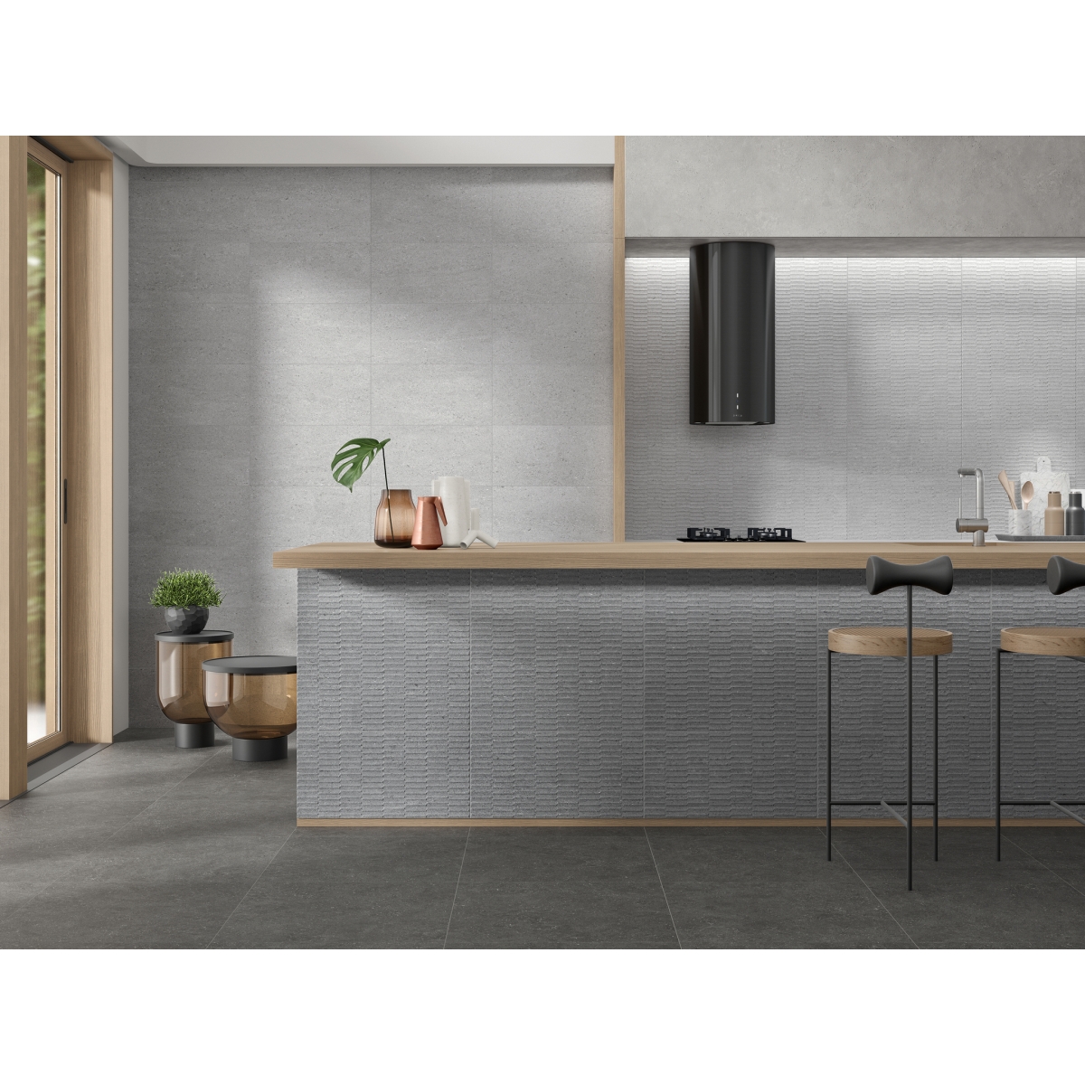 Cocina con revestimiento Blunt Mosaic Grey