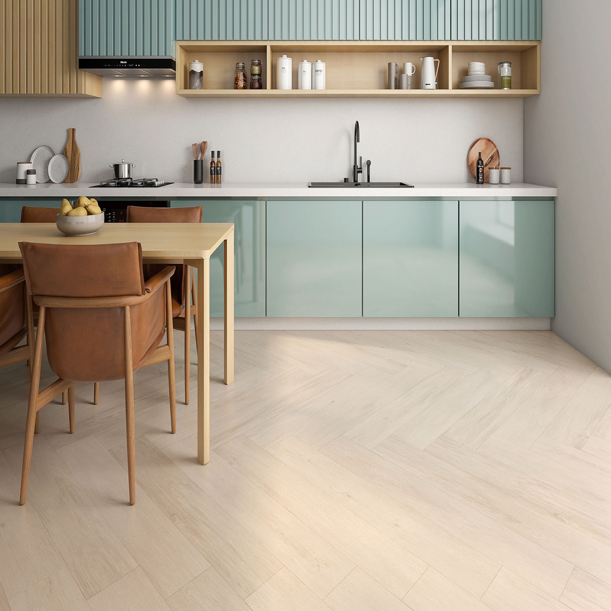 Cocina con pavimento Copenhagen Cream