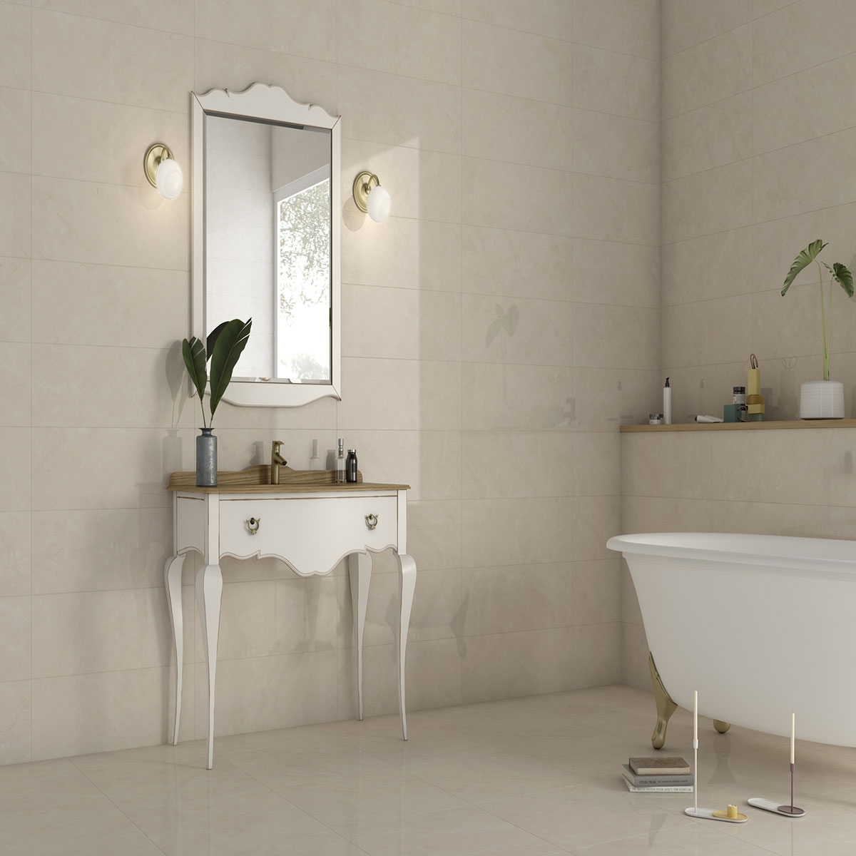 Baño con revestimiento Crystal Cream