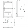 Estufa de leña frontal con horno CH-8 esquema medidas