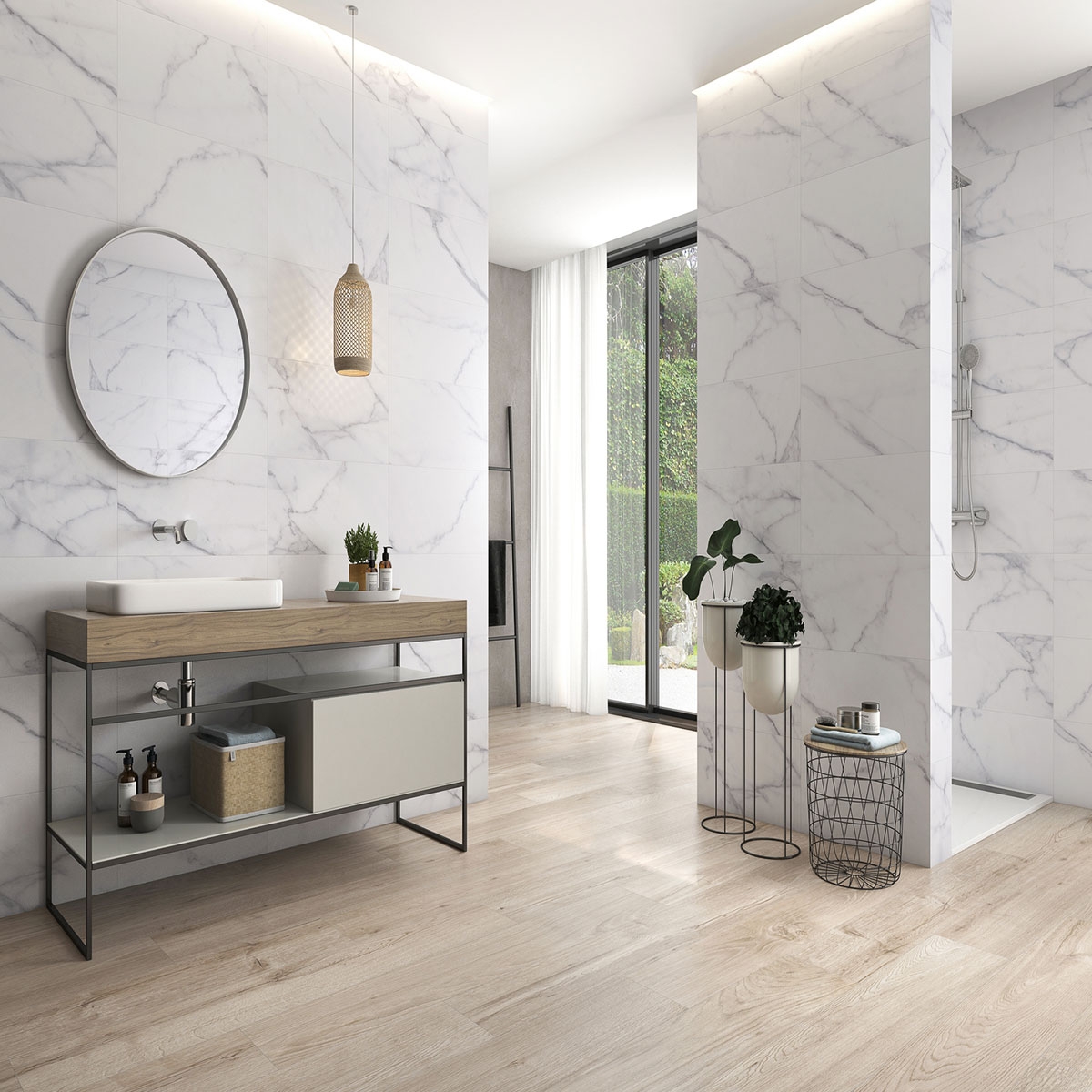 Baño con revestimiento Dover White Mate