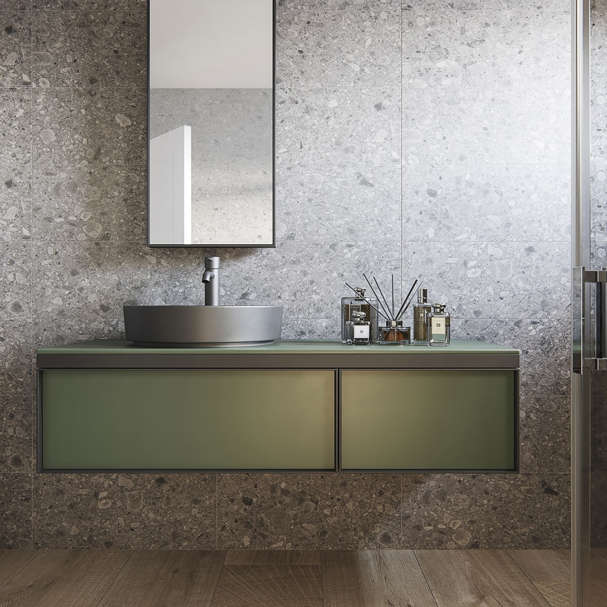 Baño con revestimiento Flodsten Smoke 30x60