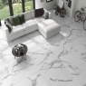 Interior con pavimento Godina White 60x60