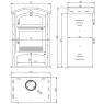 Estufa de leña frontal con horno M-106 medidas