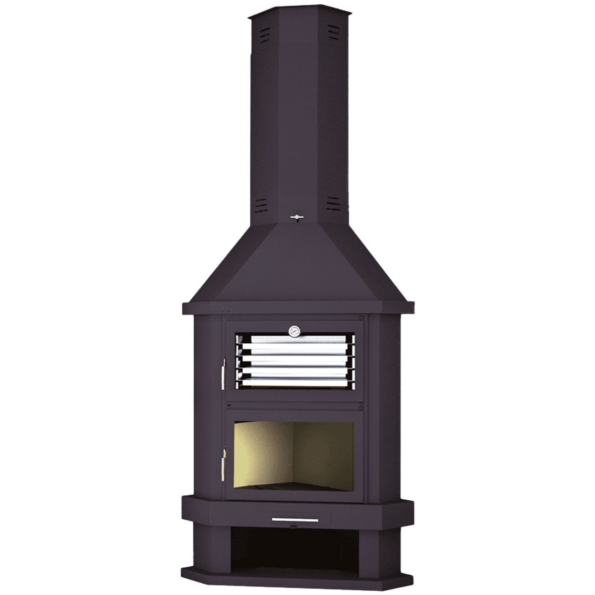 Chimenea de leña de rincón con horno C-200 RH