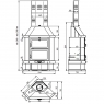 Chimenea de leña de rincón con horno C-200 RH medidas