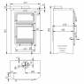 Estufa de leña frontal con horno M-104 medidas