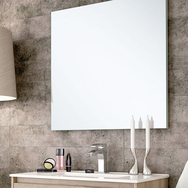 Mueble de baño color cemento con espejo